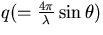 $q(=\frac{4\pi}{\lambda}\sin\theta)$