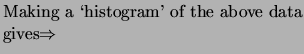 $\textstyle \parbox{0.54\linewidth}{
Making a \lq histogram' of the above data gives$\Rightarrow$}$