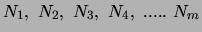 $N_1,  N_2,  N_3,  N_4,  .....  N_m$